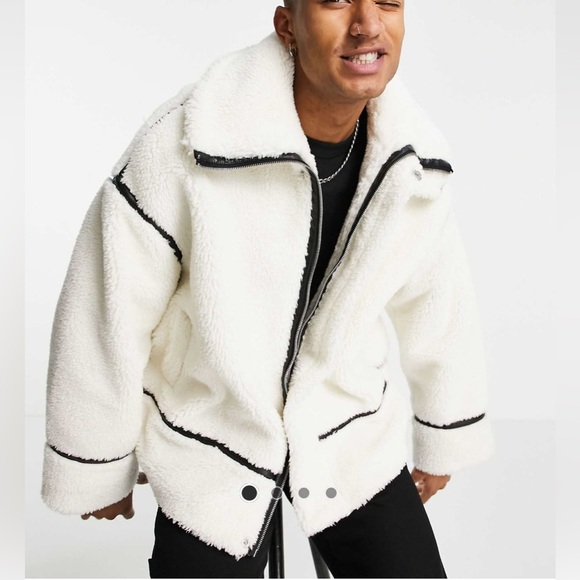 ASOS DESIGN Oversized Sherpa Jacket - Picture 3 of 8